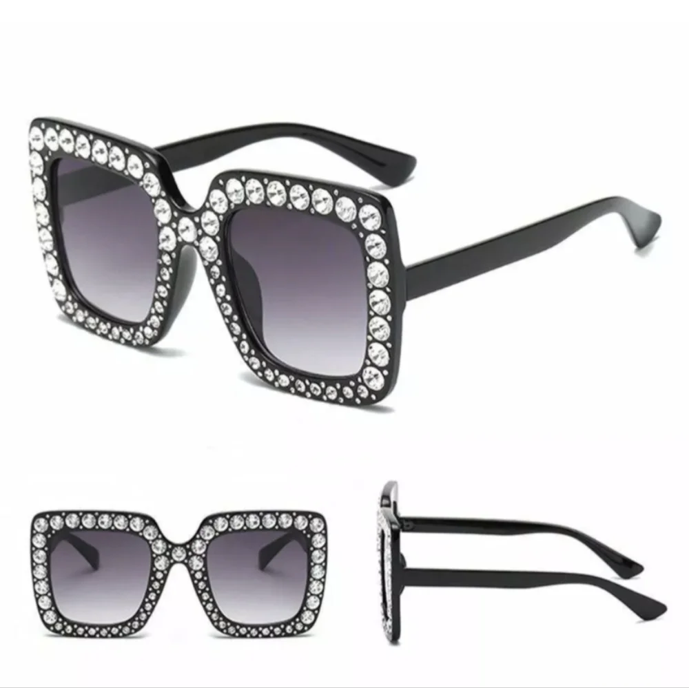 NEW Oversized Square Frame Bling Bling Sunglasses Women Fashion Shades